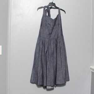 EShakti chambray halter tie neck sweetheart neck midi dress